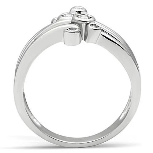 Rings Alamode 3W135 Rhodium Brass Ring with AAA Grade CZ in Clear