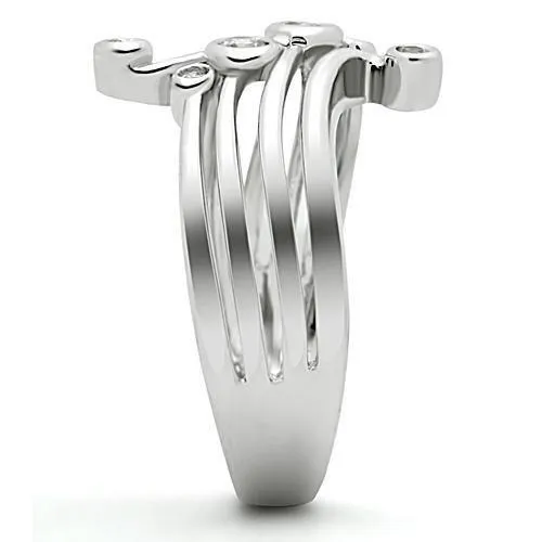 Rings Alamode 3W135 Rhodium Brass Ring with AAA Grade CZ in Clear