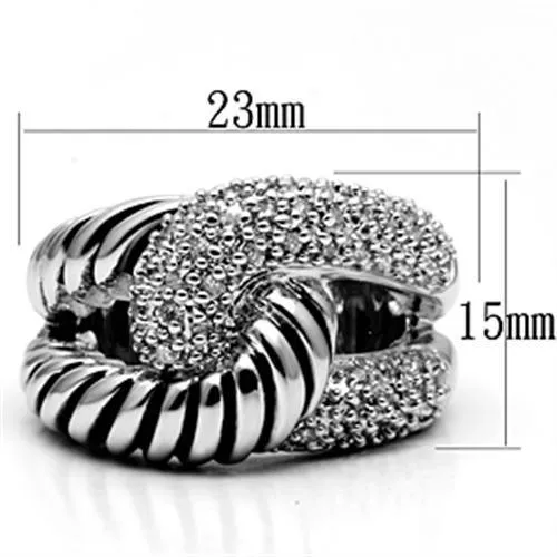 Rings Alamode 3W298 Rhodium Brass Ring with AAA Grade CZ in Clear