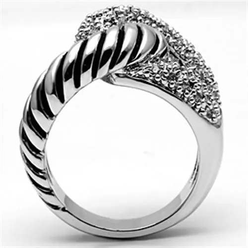 Rings Alamode 3W298 Rhodium Brass Ring with AAA Grade CZ in Clear
