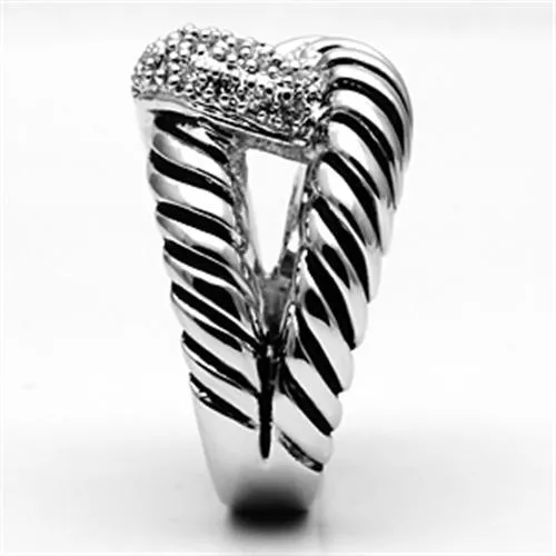 Rings Alamode 3W298 Rhodium Brass Ring with AAA Grade CZ in Clear