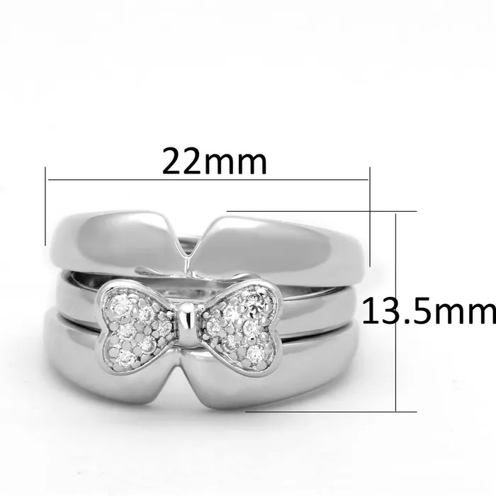 Rings Alamode 3W571 Rhodium Brass Ring with AAA Grade CZ in Clear