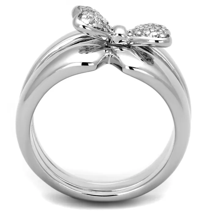 Rings Alamode 3W571 Rhodium Brass Ring with AAA Grade CZ in Clear