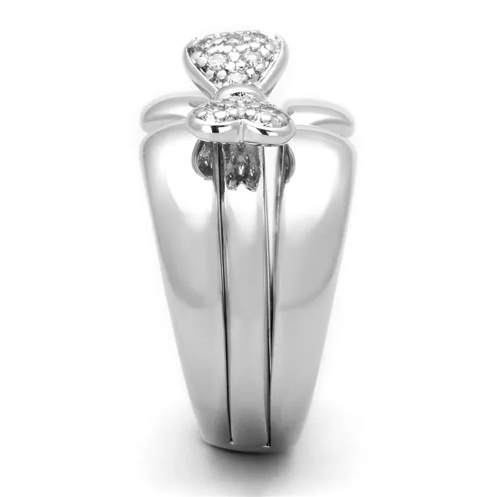 Rings Alamode 3W571 Rhodium Brass Ring with AAA Grade CZ in Clear