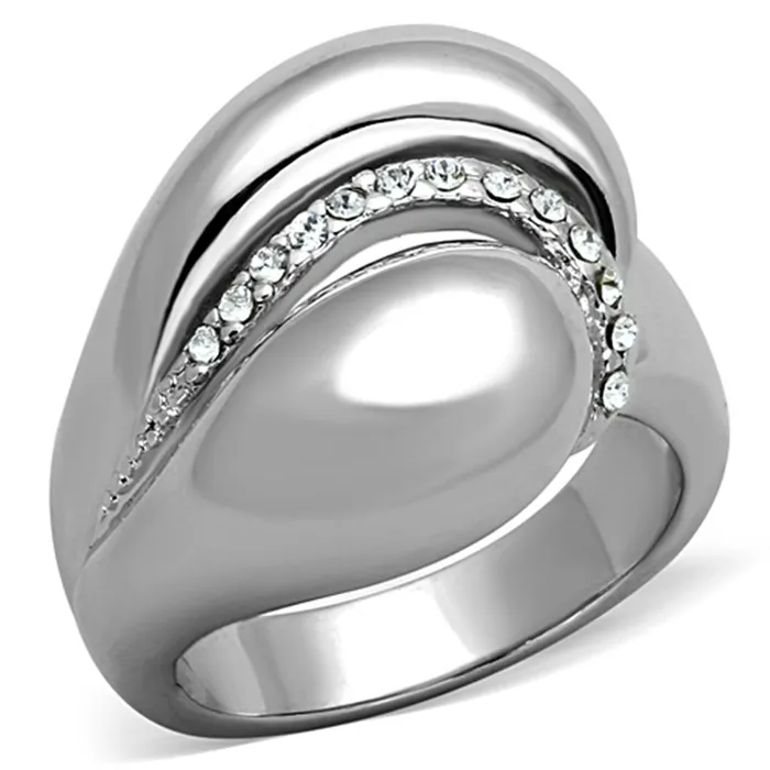 Rings Alamode 3W586 Rhodium Brass Ring with Top Grade Crystal in Clear