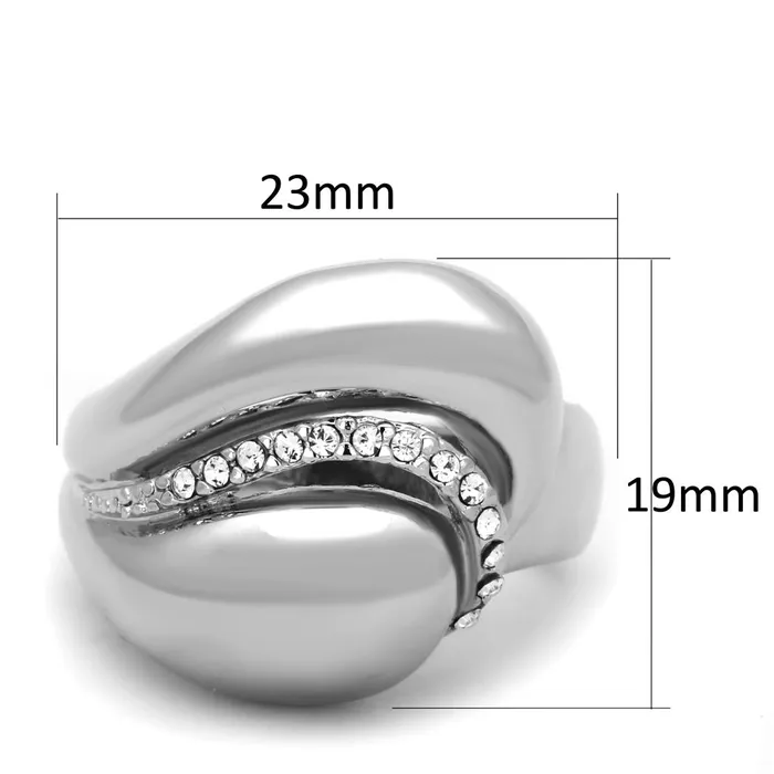 Rings Alamode 3W586 Rhodium Brass Ring with Top Grade Crystal in Clear