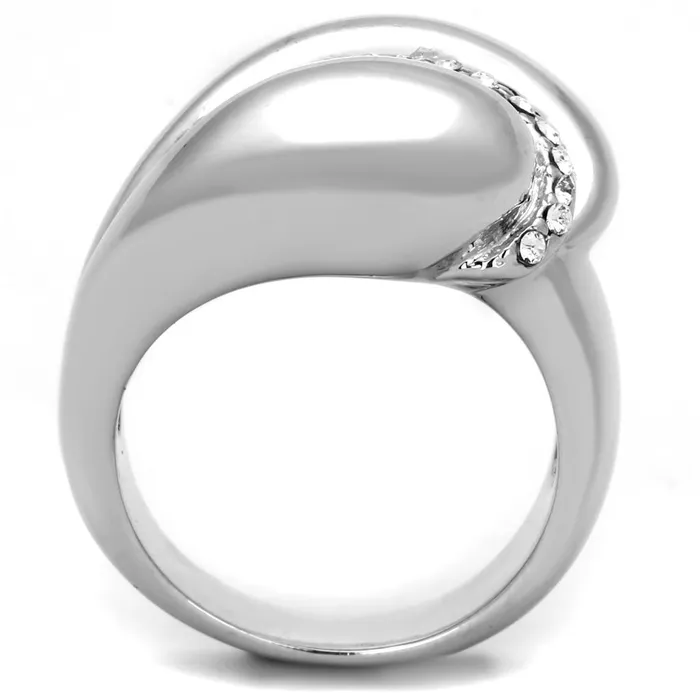 Rings Alamode 3W586 Rhodium Brass Ring with Top Grade Crystal in Clear