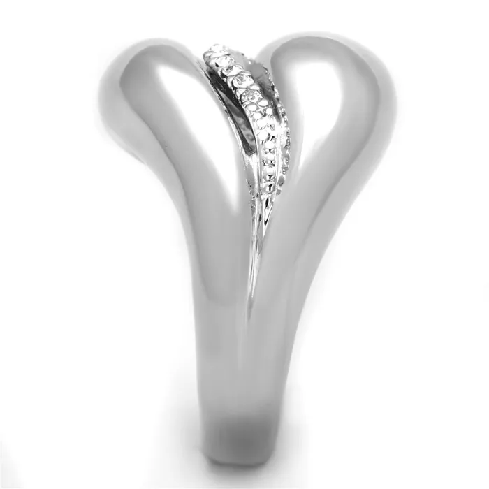Rings Alamode 3W586 Rhodium Brass Ring with Top Grade Crystal in Clear