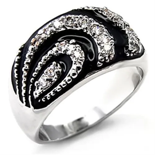 Rings Alamode 6X226 Rhodium Brass Ring with AAA Grade CZ in Clear