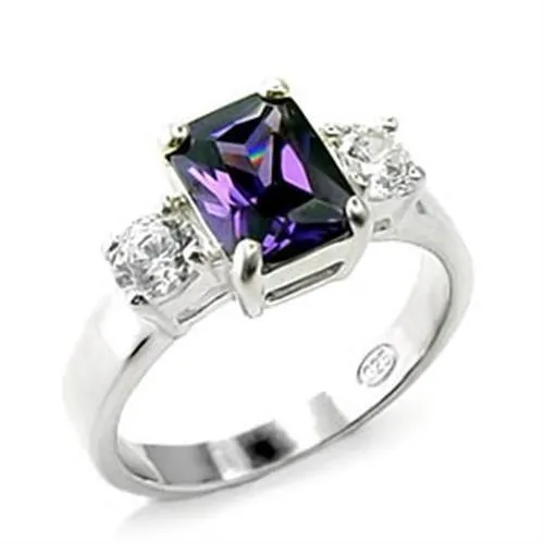 Rings Alamode 6X244 HighPolished 925 Sterling Silver Ring with AAA Grade CZ in Amethyst Rings Alamode 6X244 HighPolished 925 Sterling Silver Ring with AAA Grade CZ in Amethyst