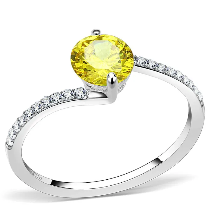 Rings Alamode DA015 High polished no plating Stainless Steel Ring with AAA Grade CZ in Topaz Rings Alamode DA015 High polished no plating Stainless Steel Ring with AAA Grade CZ in Topaz