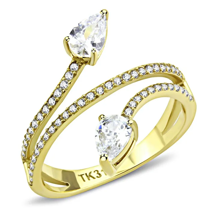 Rings Alamode DA171 IP GoldIon Plating Stainless Steel Ring with AAA Grade CZ in Clear Rings Alamode DA171 IP GoldIon Plating Stainless Steel Ring with AAA Grade CZ in Clear