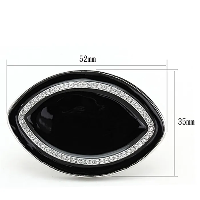 Rings Alamode LO3217 Rhodium Brass Ring with Top Grade Crystal in Clear