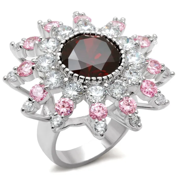 Rings Alamode LOA458 Rhodium Brass Ring with AAA Grade CZ in Multi Color