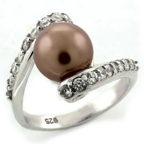 Rings Alamode LOAS1162 HighPolished 925 Sterling Silver Ring with Synthetic Pearl in Rose Rings Alamode LOAS1162 HighPolished 925 Sterling Silver Ring with Synthetic Pearl in Rose
