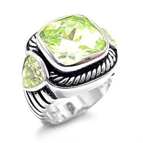 Rings Alamode LOAS757 Rhodium 925 Sterling Silver Ring with AAA Grade CZ in Apple Green color Rings Alamode LOAS757 Rhodium 925 Sterling Silver Ring with AAA Grade CZ in Apple Green color