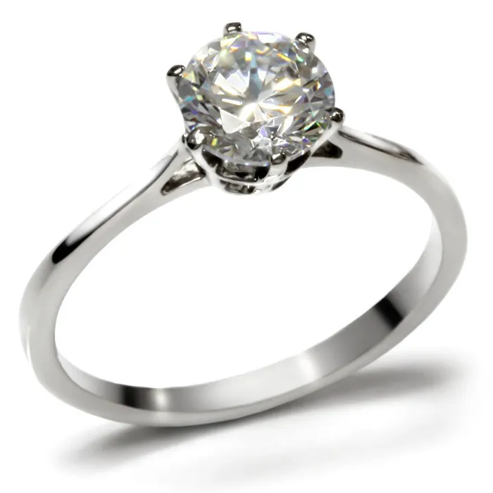 Rings Alamode TK025 High polished no plating Stainless Steel Ring with AAA Grade CZ in Clear Rings Alamode TK025 High polished no plating Stainless Steel Ring with AAA Grade CZ in Clear
