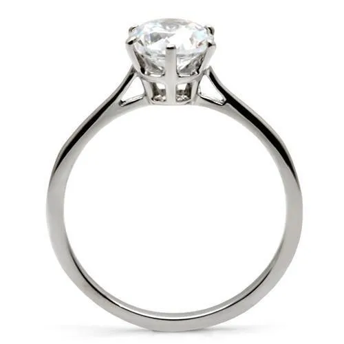 Rings Alamode TK025 High polished no plating Stainless Steel Ring with AAA Grade CZ in Clear