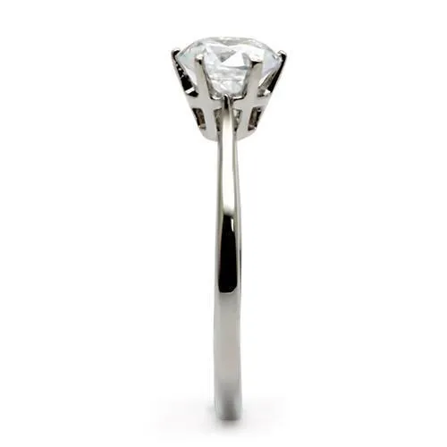 Rings Alamode TK025 High polished no plating Stainless Steel Ring with AAA Grade CZ in Clear