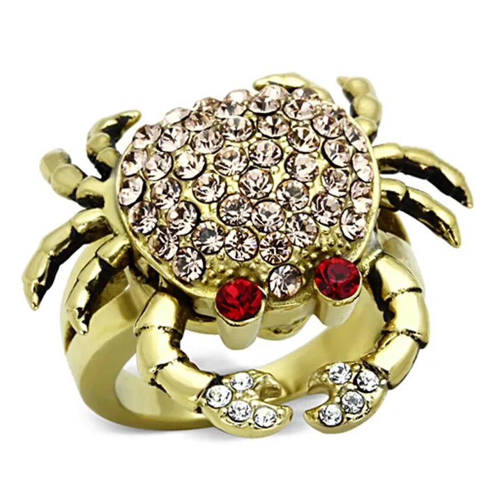 Rings Alamode TK1290 IP GoldIon Plating Stainless Steel Ring with Top Grade Crystal in Multi Color Rings Alamode TK1290 IP GoldIon Plating Stainless Steel Ring with Top Grade Crystal in Multi Color