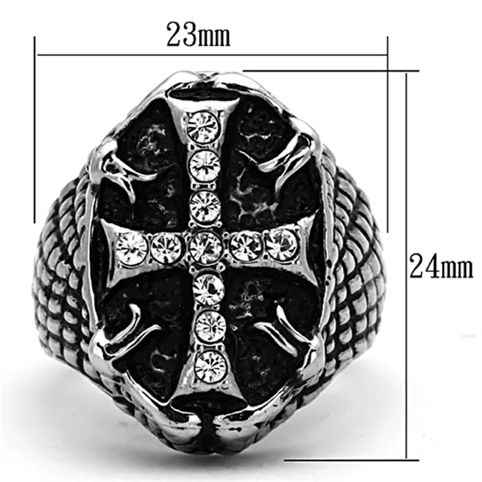 Rings Alamode TK1351 High polished no plating Stainless Steel Ring with Top Grade Crystal in Clear