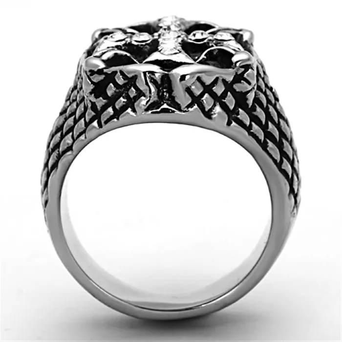 Rings Alamode TK1351 High polished no plating Stainless Steel Ring with Top Grade Crystal in Clear