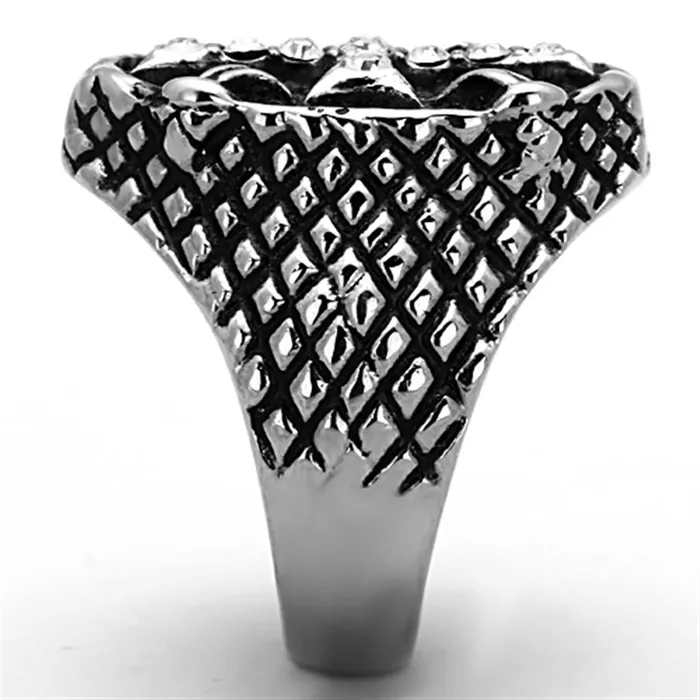 Rings Alamode TK1351 High polished no plating Stainless Steel Ring with Top Grade Crystal in Clear