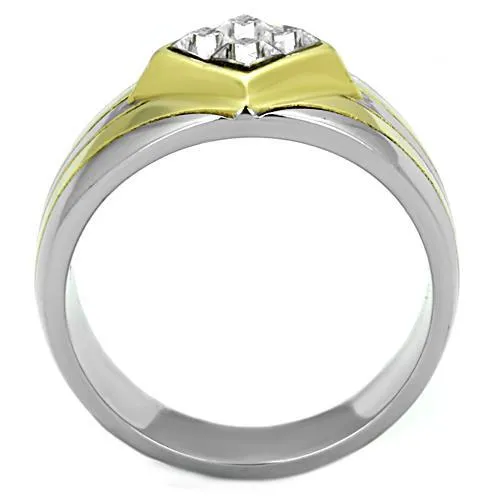Rings Alamode TK1610 TwoTone IP Gold Ion Plating Stainless Steel Ring with Top Grade Crystal in Clear