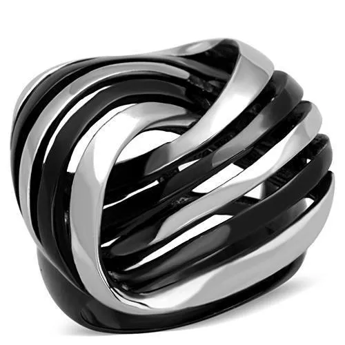 Rings Alamode TK1660 TwoTone IP Black Stainless Steel Ring with No Stone