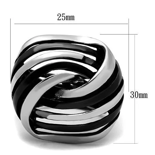 Rings Alamode TK1660 TwoTone IP Black Stainless Steel Ring with No Stone