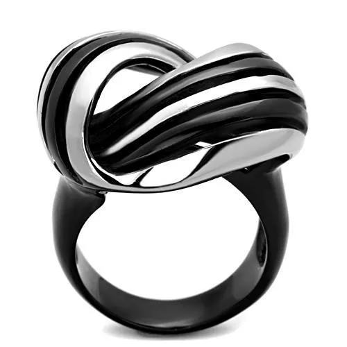 Rings Alamode TK1660 TwoTone IP Black Stainless Steel Ring with No Stone