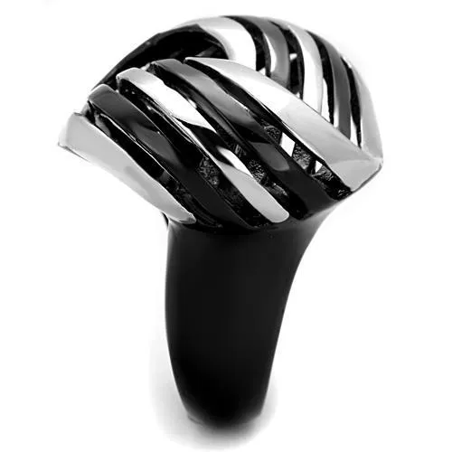 Rings Alamode TK1660 TwoTone IP Black Stainless Steel Ring with No Stone