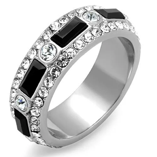 Rings Alamode TK1677 High polished no plating Stainless Steel Ring with Top Grade Crystal in Jet Rings Alamode TK1677 High polished no plating Stainless Steel Ring with Top Grade Crystal in Jet