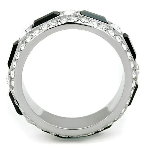 Rings Alamode TK1677 High polished no plating Stainless Steel Ring with Top Grade Crystal in Jet