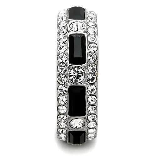 Rings Alamode TK1677 High polished no plating Stainless Steel Ring with Top Grade Crystal in Jet
