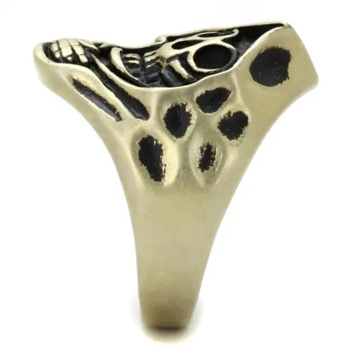 Rings Alamode TK2474 IP Antique Copper Stainless Steel Ring with Epoxy in Jet