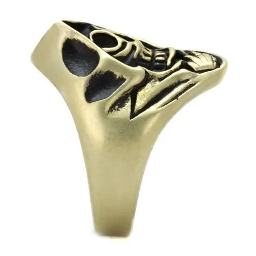 Rings Alamode TK2474 IP Antique Copper Stainless Steel Ring with Epoxy in Jet