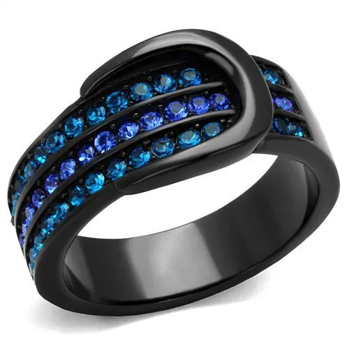 Rings Alamode TK2549 IP BlackIon Plating Stainless Steel Ring with Top Grade Crystal in Multi Color Rings Alamode TK2549 IP BlackIon Plating Stainless Steel Ring with Top Grade Crystal in Multi Color