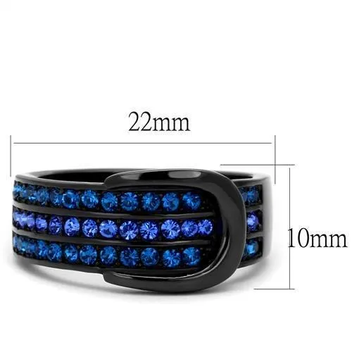 Rings Alamode TK2549 IP BlackIon Plating Stainless Steel Ring with Top Grade Crystal in Multi Color