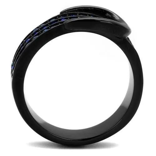 Rings Alamode TK2549 IP BlackIon Plating Stainless Steel Ring with Top Grade Crystal in Multi Color
