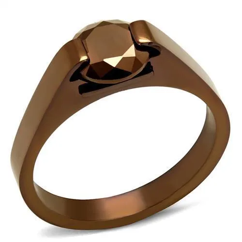 Rings Alamode TK2594 IP Coffee light Stainless Steel Ring with AAA Grade CZ in Light Coffee Rings Alamode TK2594 IP Coffee light Stainless Steel Ring with AAA Grade CZ in Light Coffee