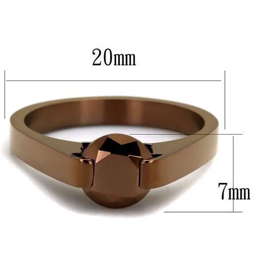 Rings Alamode TK2594 IP Coffee light Stainless Steel Ring with AAA Grade CZ in Light Coffee