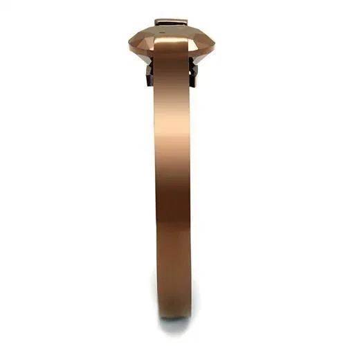 Rings Alamode TK2594 IP Coffee light Stainless Steel Ring with AAA Grade CZ in Light Coffee