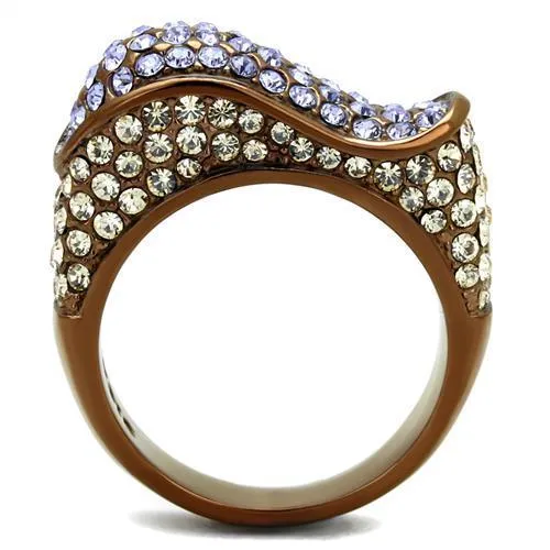 Rings Alamode TK2754 IP Coffee light Stainless Steel Ring with Top Grade Crystal in Multi Color