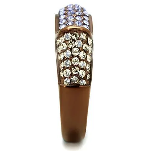 Rings Alamode TK2754 IP Coffee light Stainless Steel Ring with Top Grade Crystal in Multi Color