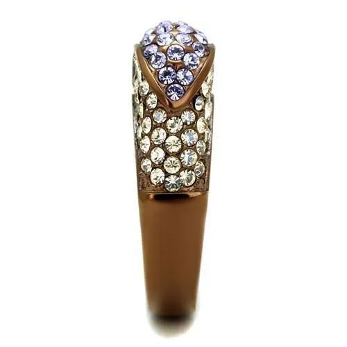 Rings Alamode TK2754 IP Coffee light Stainless Steel Ring with Top Grade Crystal in Multi Color