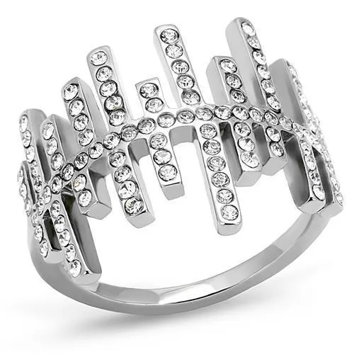 Rings Alamode TK3140 High polished no plating Stainless Steel Ring with Top Grade Crystal in Clear Rings Alamode TK3140 High polished no plating Stainless Steel Ring with Top Grade Crystal in Clear