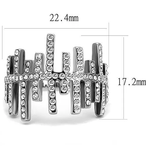 Rings Alamode TK3140 High polished no plating Stainless Steel Ring with Top Grade Crystal in Clear