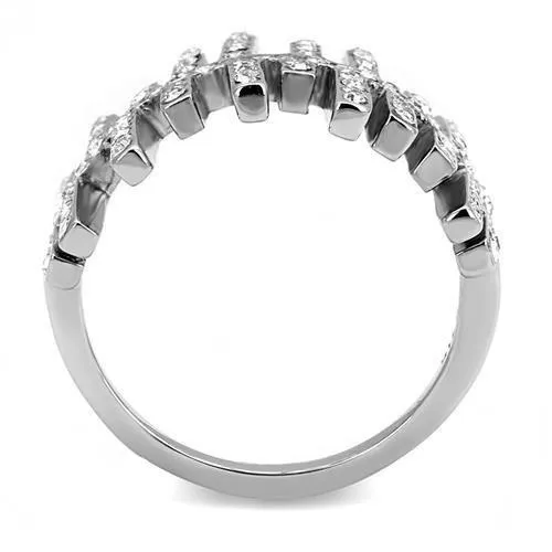 Rings Alamode TK3140 High polished no plating Stainless Steel Ring with Top Grade Crystal in Clear