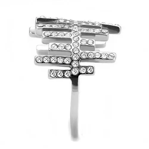 Rings Alamode TK3140 High polished no plating Stainless Steel Ring with Top Grade Crystal in Clear
